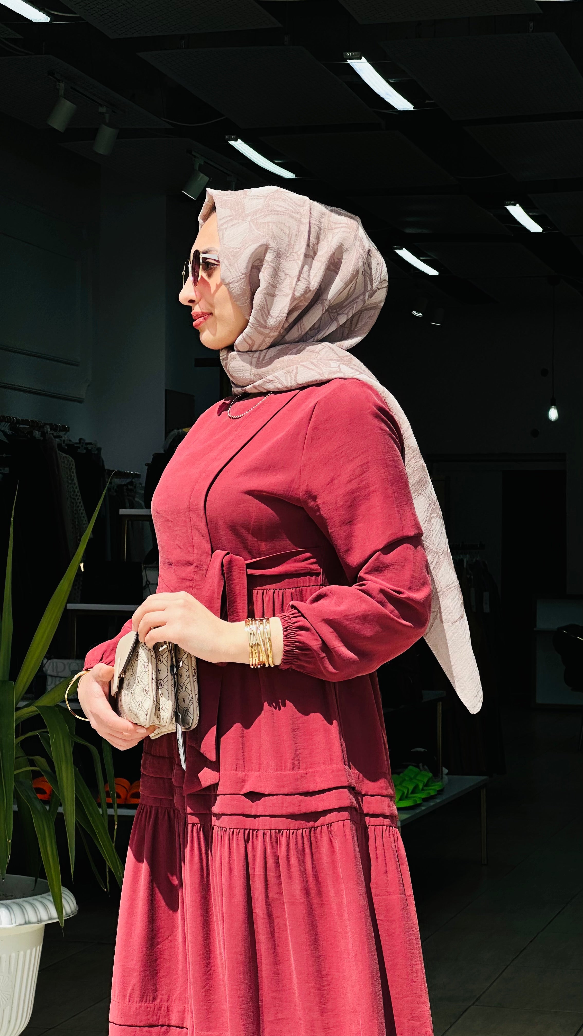 BAĞLAMA DETAYLI ELBİSE