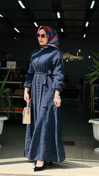 DÜĞME DETAYLI ELBİSE