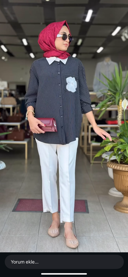 Çiçek detaylı gömlek