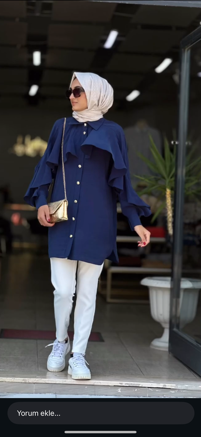 PELERİN DETAYLI GÖMLEK