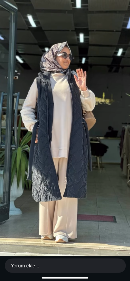 SÜET GÖRÜNÜMLÜ ŞİŞME YELEK
