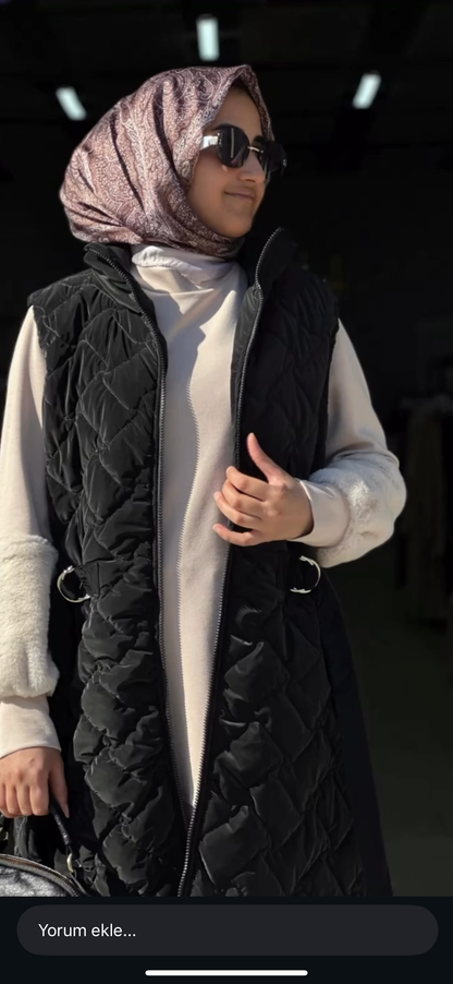 SÜET GÖRÜNÜMLÜ ŞİŞME YELEK