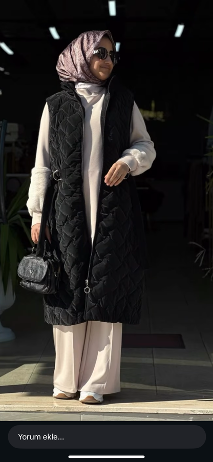 SÜET GÖRÜNÜMLÜ ŞİŞME YELEK