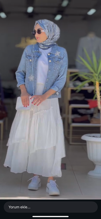 TAŞ DETAYLI KOT CEKET